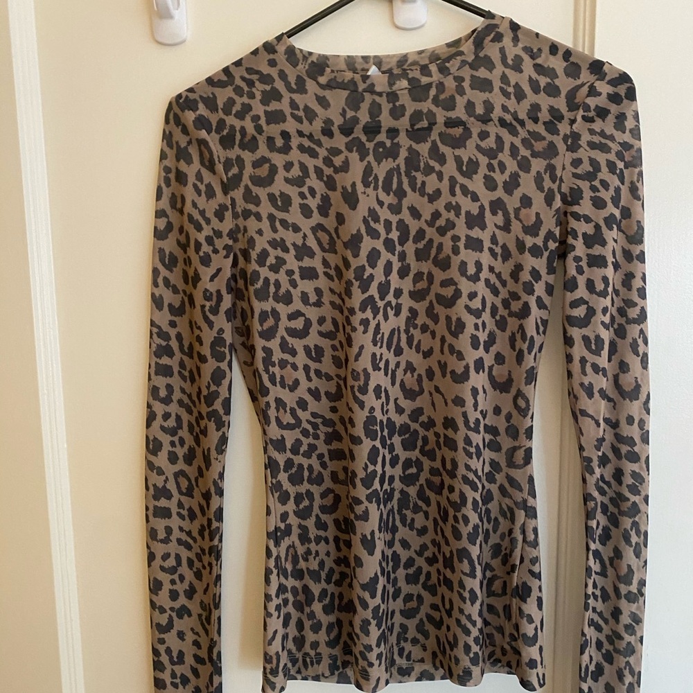 And Other Stories Cheetah Mesh Long Sleeve Shirt